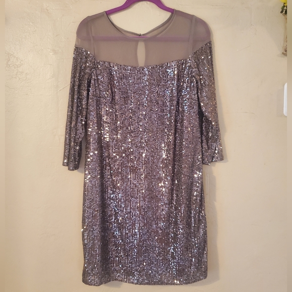 Sequined Baby Doll Cocktail Dress - Picture 1 of 9